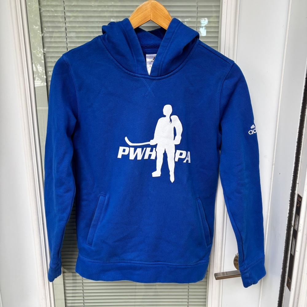 Rare PWHPA Adidas Hoodie Royal Blue Youth Hockey Hoodie Unisex Youth Sz Large 🏒